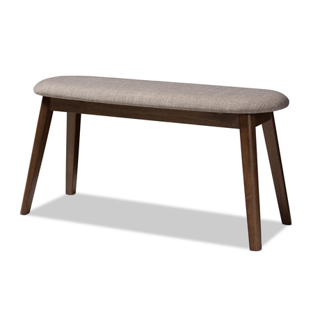 BAXTON STUDIO Easton Light Grey Upholstered Walnut Finished Wood Bench 144-7939